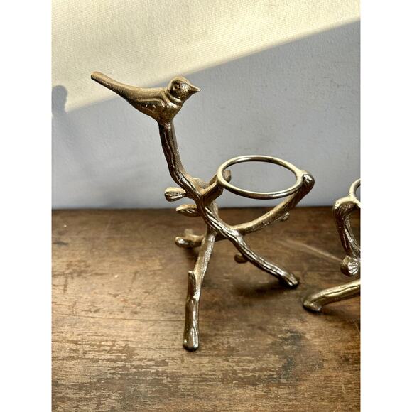 Vintage Pair of Metal Flora & Fauna Votive Candleholders | Cottagecore - Picture 3 of 5